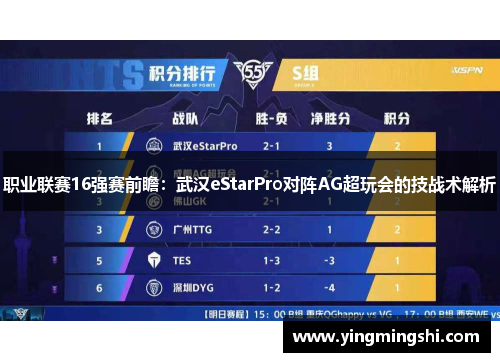 职业联赛16强赛前瞻：武汉eStarPro对阵AG超玩会的技战术解析